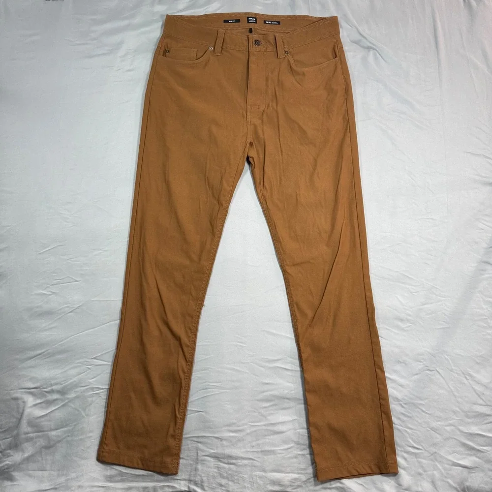 Prana Brion Slim Pant II Mens 36x32 (Fits 35x31) Brown Recycled Nylon Stretch - Picture 1 of 8